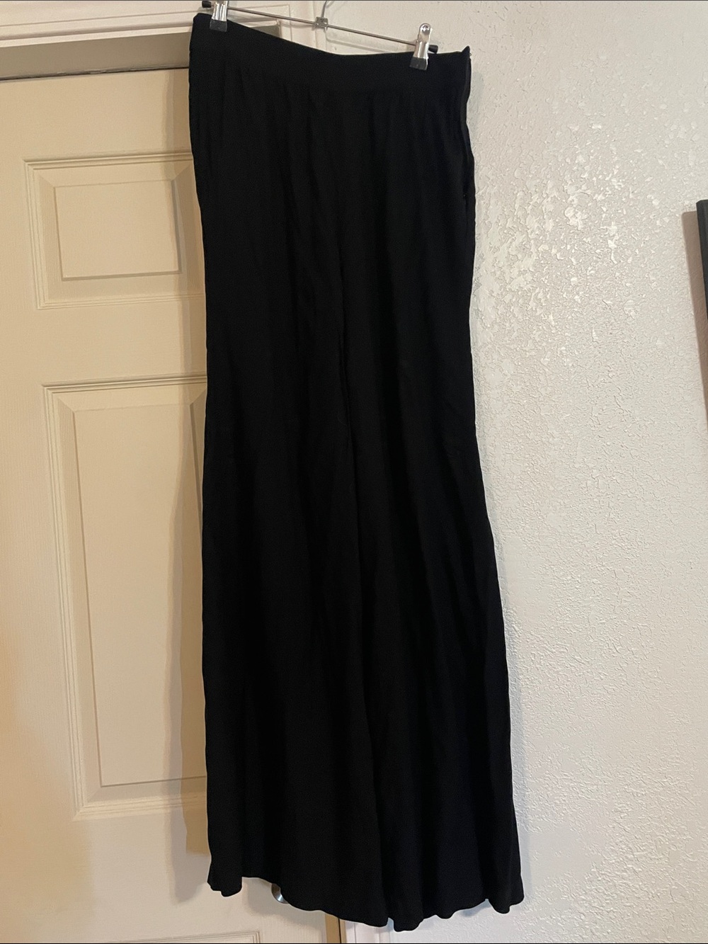 VENUS Black High-Waist Wide-Leg Side Zipper with pockets 100% Viscose